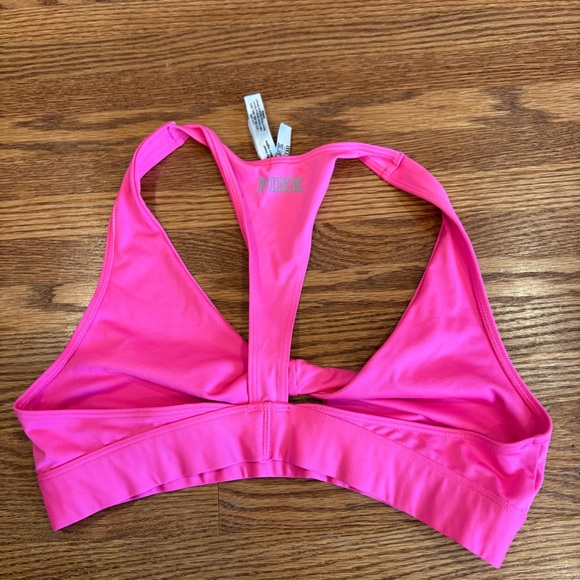 Victoria’s Secret Pink Ultimate Gym 2 Swim Tie Front Keyhole Pink Top Large - Picture 4 of 5